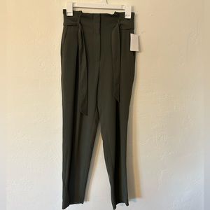H&M Women's High Waist Paperbag Dress Work Business Pants Olive Green Size 0